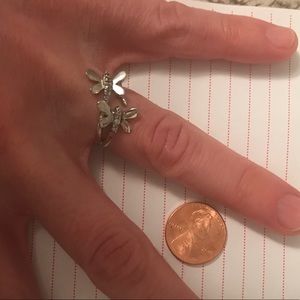 Sterling silver double dragonfly ring